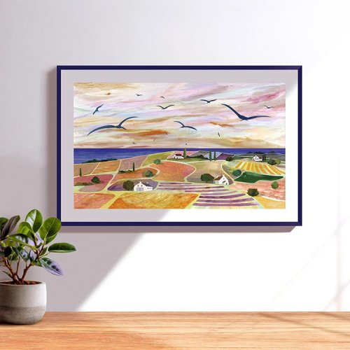 Fields by the sea